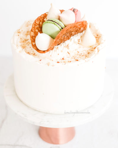 Hands-on Blood Orange Hibiscus Cream Cake with Almond Butterscotch Tuile and Meringue Kisses