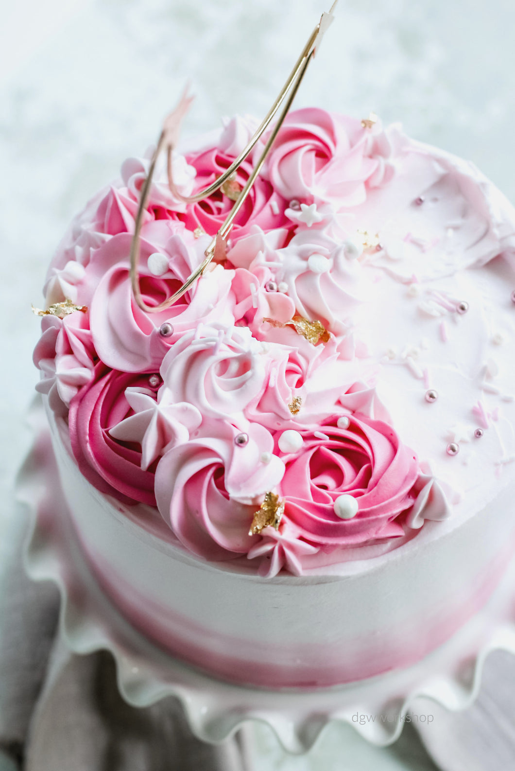 Hands-on Elder Flower Raspberry Cream Cake with Pistachio White Chocolate Crumbles